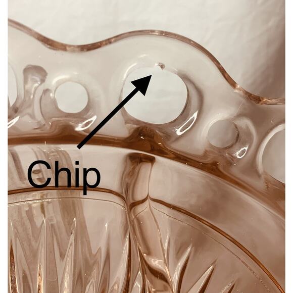 Anchor Hocking Pink Depression Glass Plate 10.5" Old Colony Lace Edge Relish - Picture 6 of 7